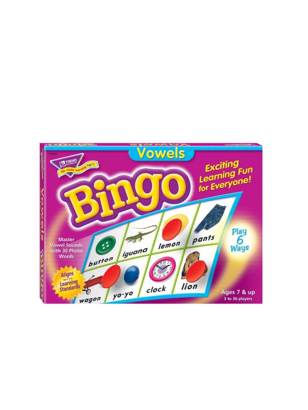 Bingo Vowels Learning Game — — Purple